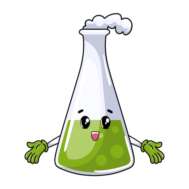 Vecteur conception de flacon erlenmeyer de dessin animé de laboratoire scientifique