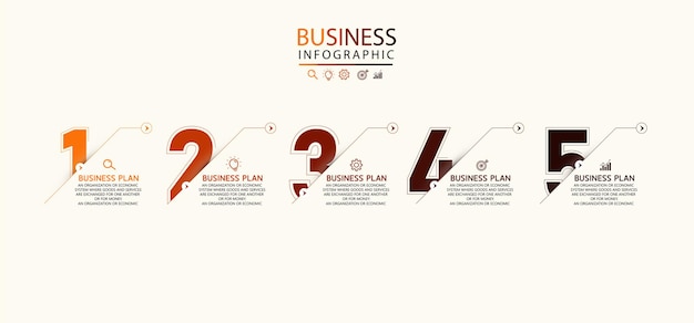 Conception De Flèches Infographiques Avec 5 Options Ou étapes Infographies Pour Les Idées D'entreprise Peut être Utilisé Pour La Présentation, L'éducation, Les Bannières Commerciales.