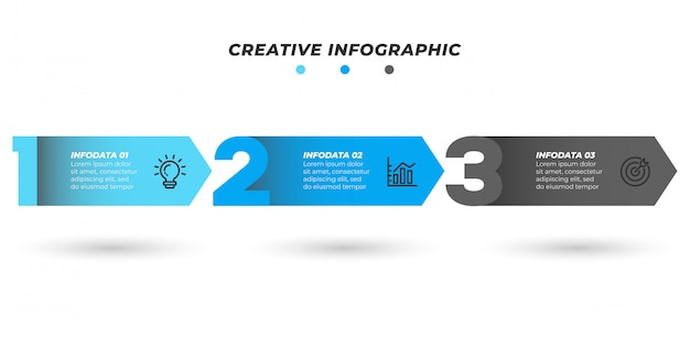 Conception De Flèches Infographiques Avec Mise En Page Numérique. Modèle D'affaires Avec 3 Options Ou étapes Numériques.