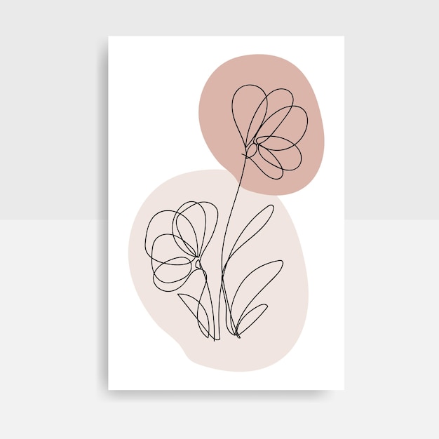 Conception De Fleur D'art Minimal D'une Ligne