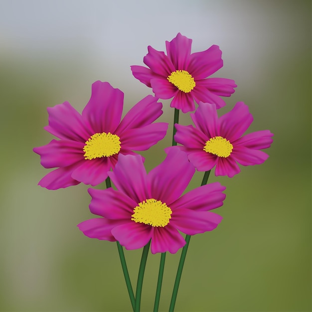 Vecteur conception de fleur réaliste en vecteur