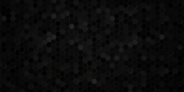 Conception de flyer affiche bannière vente avec motif hexagonal coloré sur fond noir foncé