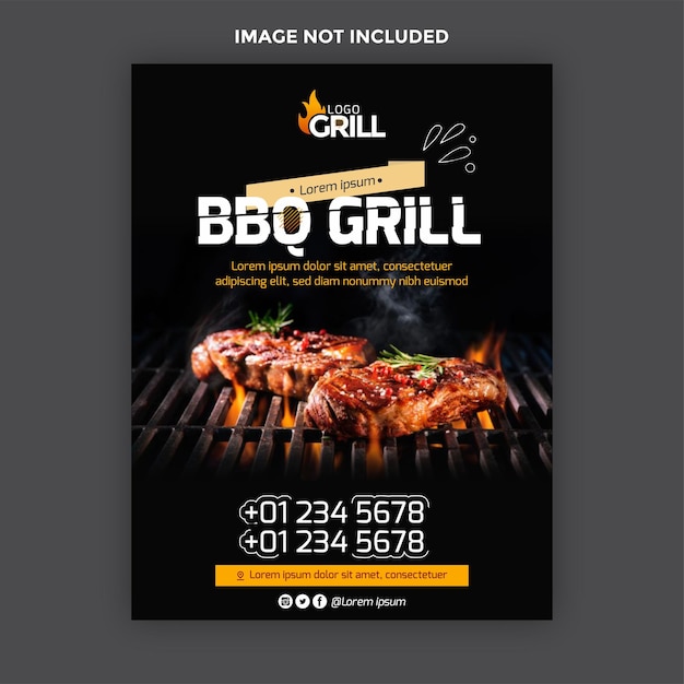 Conception de flyer de barbecue sur un fond de remplissage sombre