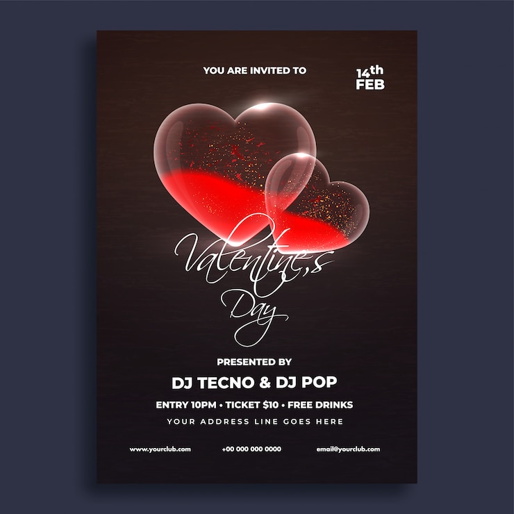 Vecteur conception de flyer célébrations saint valentin.
