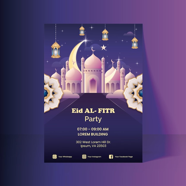 Vecteur conception de flyer eid mubarak ramadan idul fitri