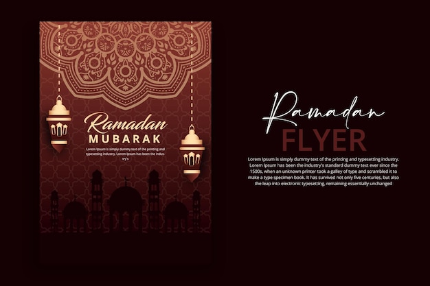 Conception De Flyer De Luxe Rouge Ramadan Mubarak