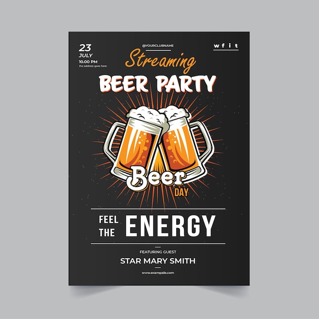 Vecteur conception de flyer pour la journée internationale de la bière