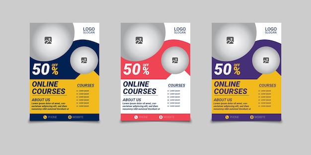 Conception de flyers de cours en ligne.