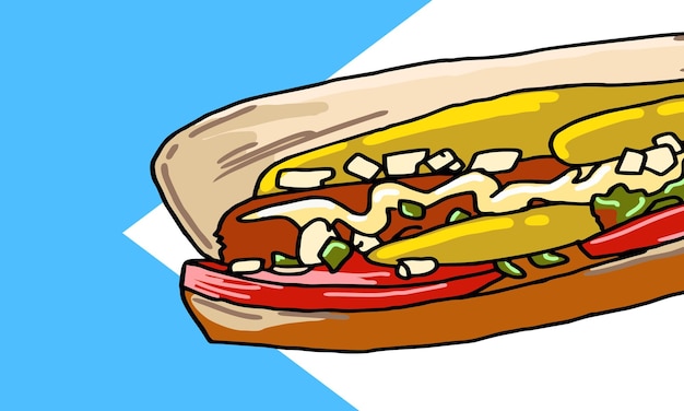 Vecteur conception de fond de brochure de restauration rapide hot dog