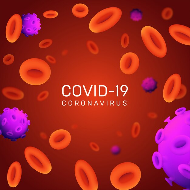 Conception De Fond D'éclosion De Coronavirus Covid-19 Avec Des Bactéries Floues Et Une Pandémie De Globules Rouges Malades