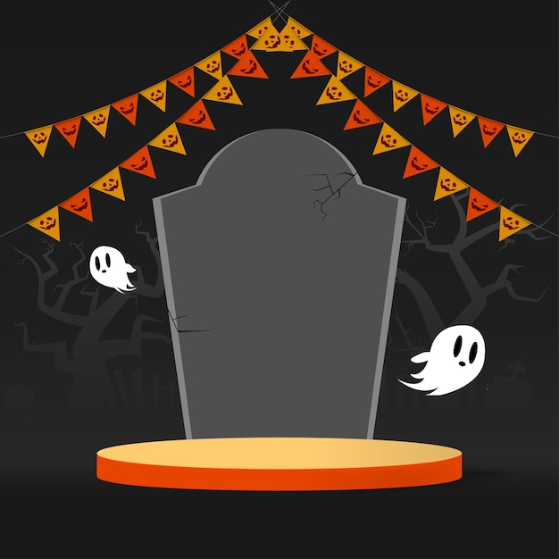 Conception De Fond D'halloween Avec Affichage Du Produit, Podium Et éléments Festifs Halloween.