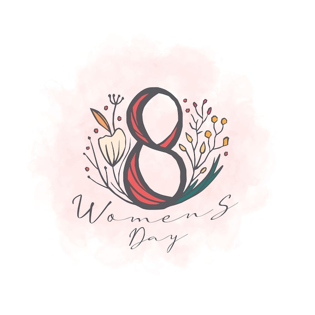 Conception De Fond Happy Women39s Day Avec Une Belle Fleur Et Ornement D'art Aquarelle