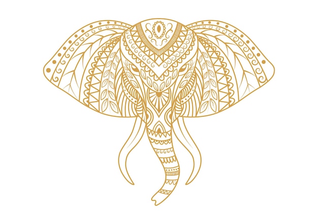 Vecteur conception de fond de mandala ornemental tête d'éléphant illustration vectorielle