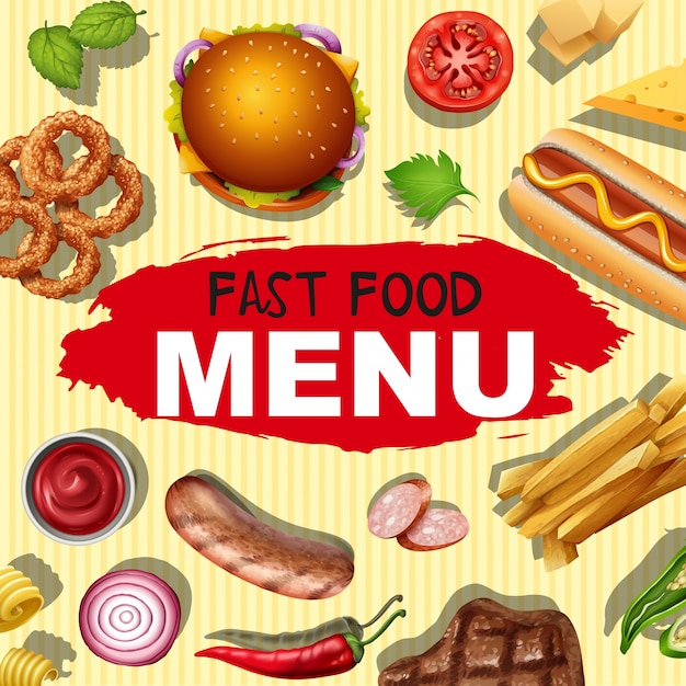 Conception de fond avec un menu différent pour la restauration rapide