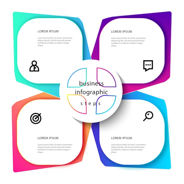 Vecteur conception de fond de modèle d'infographie d'entreprise moderne en 4 étapes