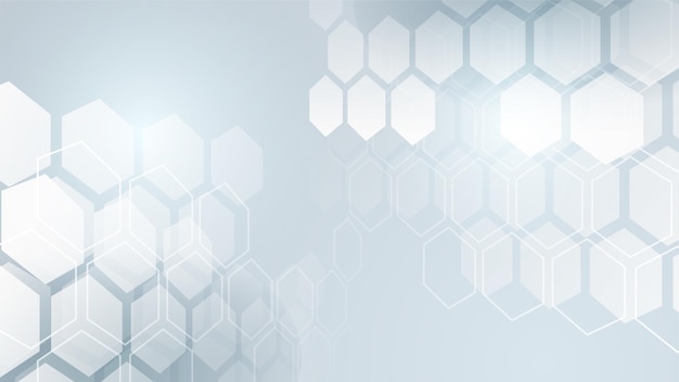 Conception de fond moderne abstrait blanc Forme géométrique abstraite d'hexagone blanc avec fond de bannière de concept de technologie futuriste