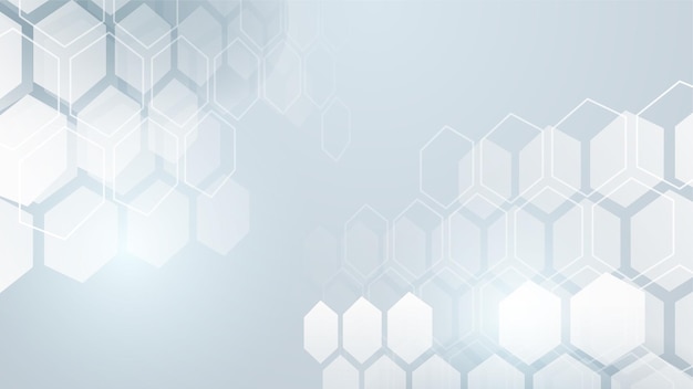 Conception de fond moderne abstrait blanc Forme géométrique abstraite d'hexagone blanc avec fond de bannière de concept de technologie futuriste