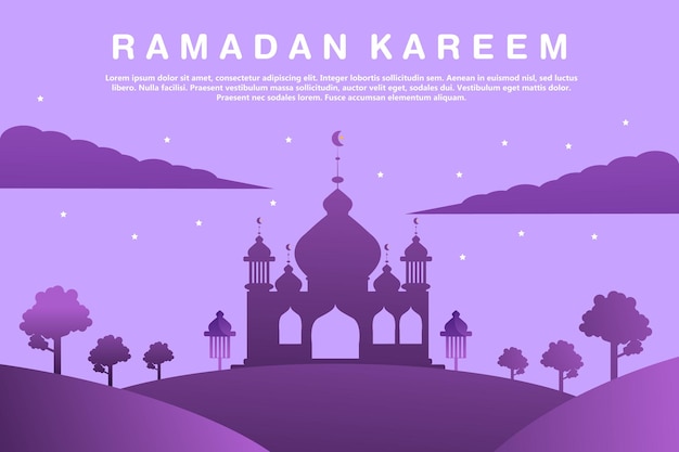 Vecteur la conception de fond de nuit premium de vecteur accueille le mois de ramadan