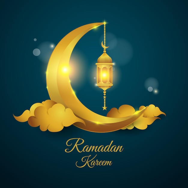 Conception De Fond De Ramadan Avec Lanterne Et Croissant De Lune