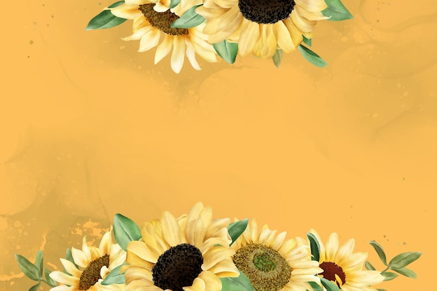 Vecteur conception de fond de tournesol aquarelle