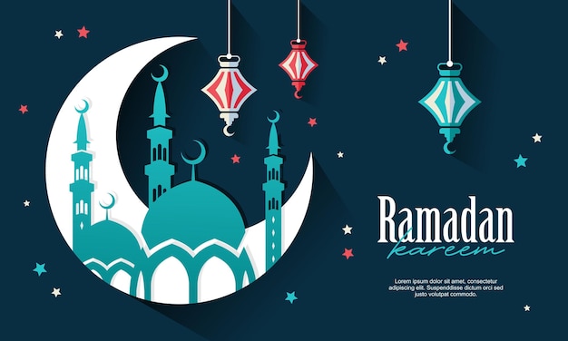 Vecteur conception de fond unique bannière islamique ramadan