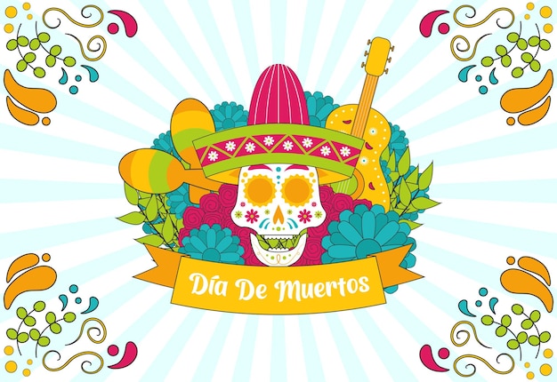 Conception De Fond De Vacances Mexicaines Festive Dia De Muertos