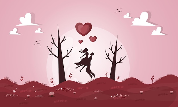 Vecteur conception de fond de vecteur illustration saint valentin pour couple romantique à la saint valentin