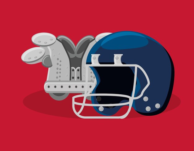 Vecteur conception de football américain avec casque et épaulettes