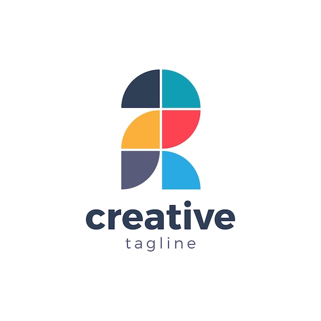 Conception de forme de logo de lettre R de tuiles simples abstraites
