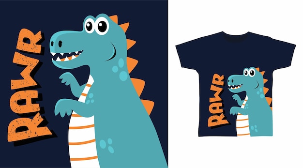 Conception fraîche de t-shirt rawr de dinosaure