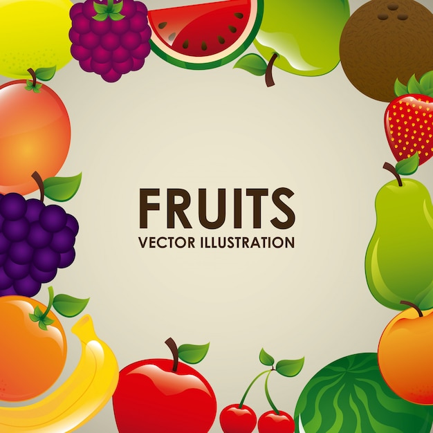 Conception De Fruits Sur Illustration Vectorielle Fond Blanc