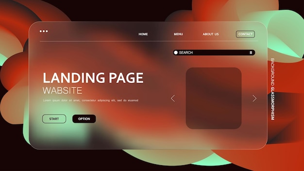 Conception de gradient abstrait d'arrière-plan avec un effet de glassmorphisme pour une page d'atterrissage de site Web