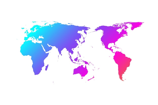 Conception de gradient de vecteur de carte du monde coloré asie au centre