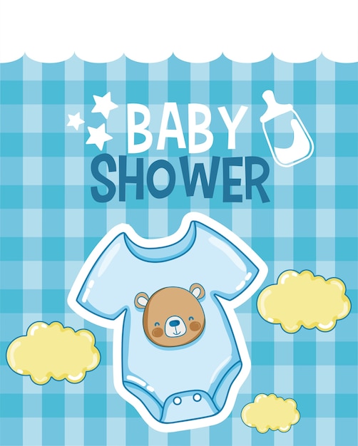 Conception Graphique De Baby Shower Carte Bleue Vector Illustration