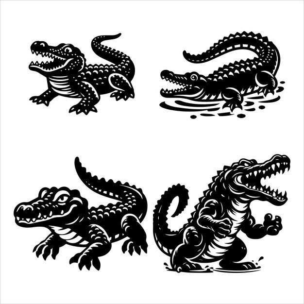 Vecteur conception graphique du logo de l'icône vectorielle de la silhouette de crocodile