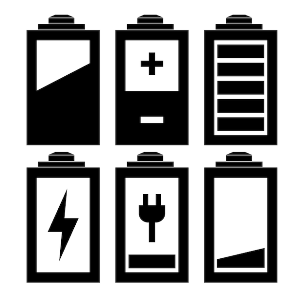 Vecteur conception graphique d'icônes de batterie
