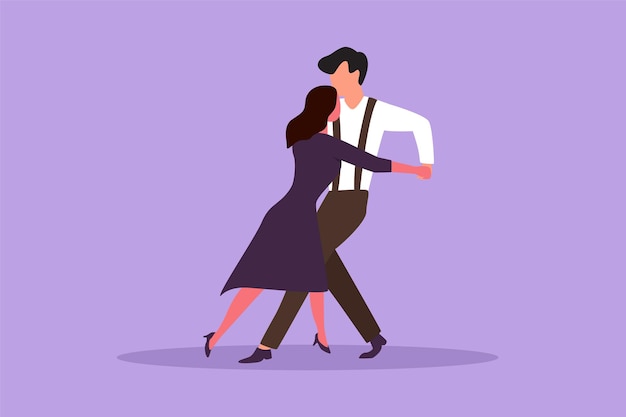 Conception graphique à plat dessinant des gens dansant la salsa Jeune homme et femme dansant ensemble Des paires de danseurs avec des styles de tango et de salsa de valse bougent un couple heureux dansant Illustration vectorielle de style dessin animé