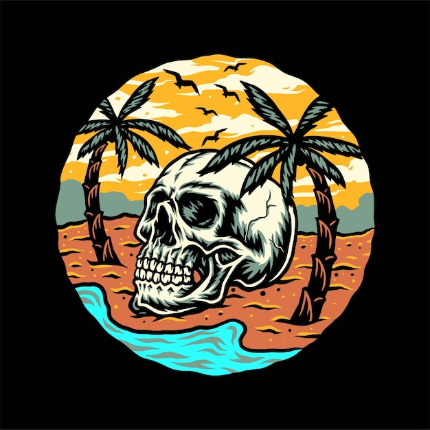 Vecteur conception graphique de t-shirt de plage d'été de crâne