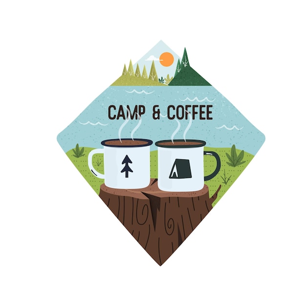 Conception Graphique De Vecteur De Camp Et De Café