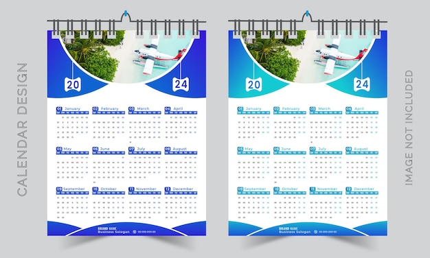 Vecteur conception gratuite de calendrier du nouvel an 2024 avec deux couleurs