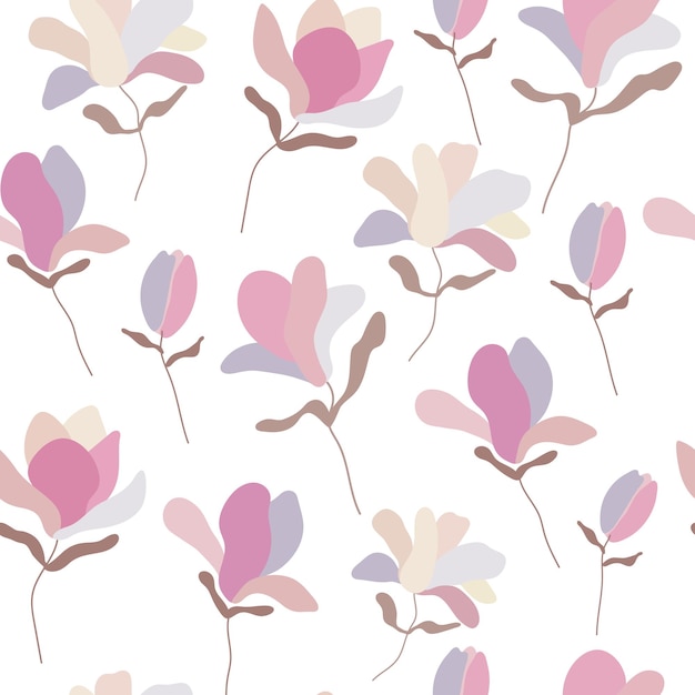 Conception De Gribouillis Graphique Floral Magnolia Modèle Sans Couture Fleur Minimale Abstraite