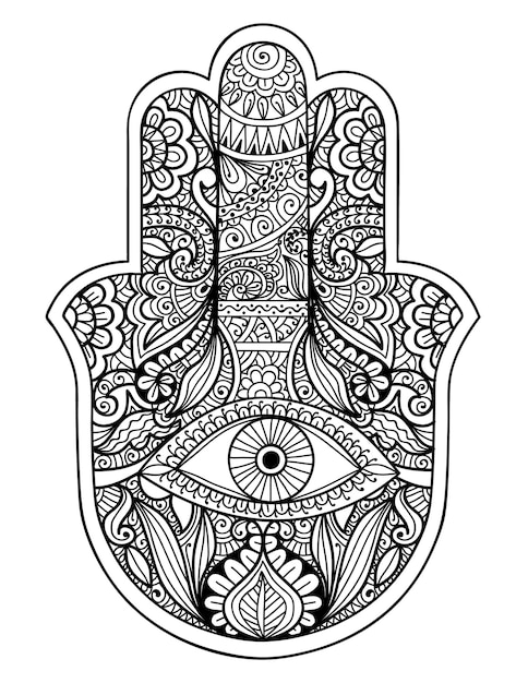 Vecteur conception hamsa détaillée ornementale avec style au henné