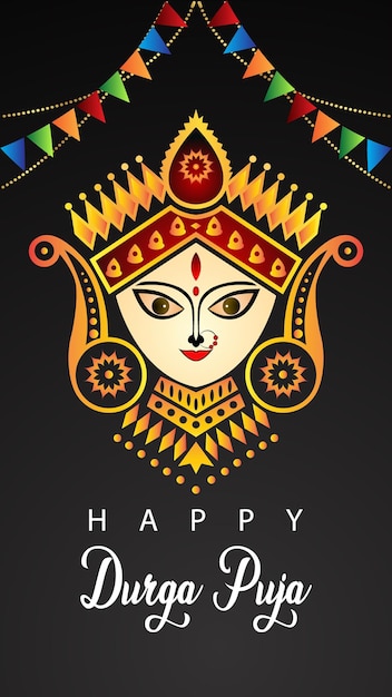 Conception de l'histoire des médias sociaux Happy Durga Puja