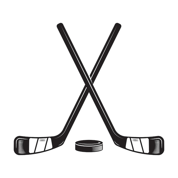 Vecteur conception de hockey sur glace sur fond blanc. logos ou icônes d'art de ligne de bâton de hockey. illustration vectorielle.