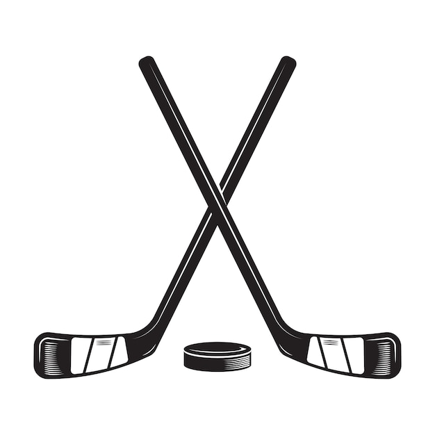 Conception de hockey sur glace sur fond blanc. Logos ou icônes d'art de ligne de bâton de hockey. illustration vectorielle.