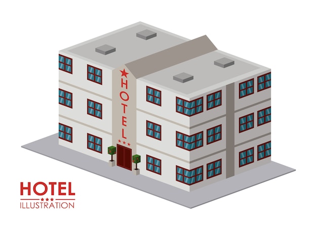 Conception De L'hôtel Sur L'illustration Vectorielle Fond Blanc