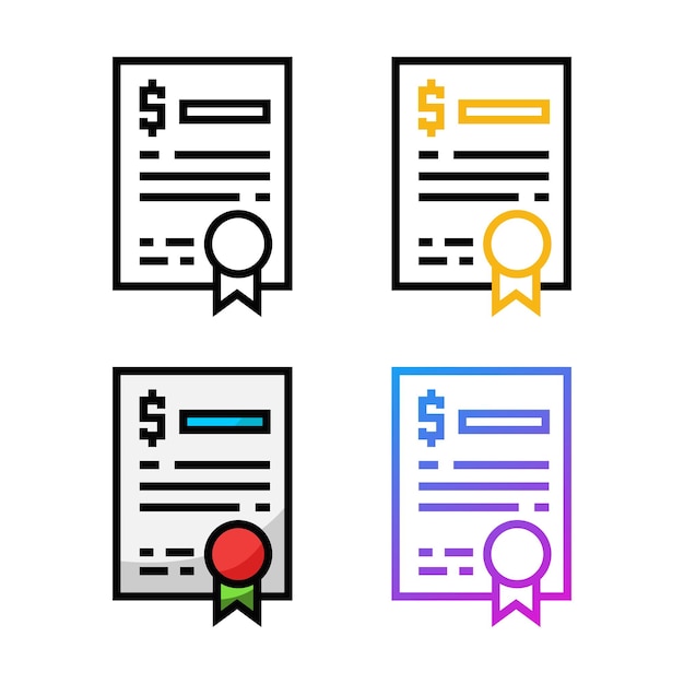 Conception d'icône de certificat en quatre couleurs de variation