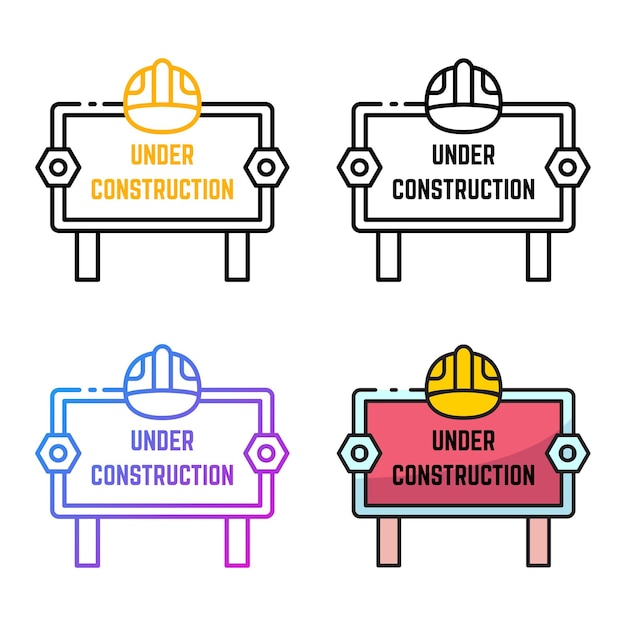 Conception D'icône En Construction En Quatre Couleurs De Variation