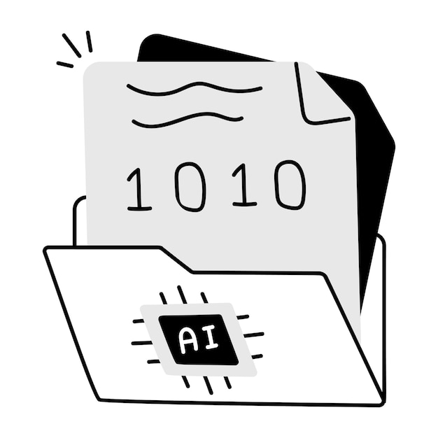 Conception d'icône de doodle de dossier Ai