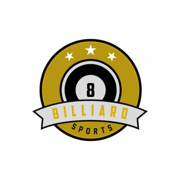 Vecteur conception de l'icône du logo du billard modèle de badge sportif illustration vectorielle